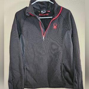 Spyder Women’s Half Zip Fleece Pullover Black Red Logo Size S